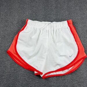 Nike Dri-FIT Women's S Small Running Shorts White Orange Mesh Side Trim